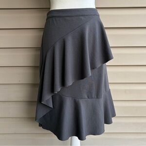 Garnet Hill Skirt Medium Gray Ruffle Knee Length